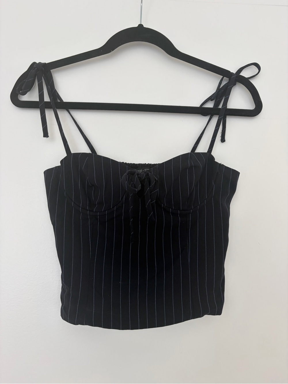 Black Pinstripe Tie-Strap Bustier Cami by Robertson & Rodeo (a mixology brand)